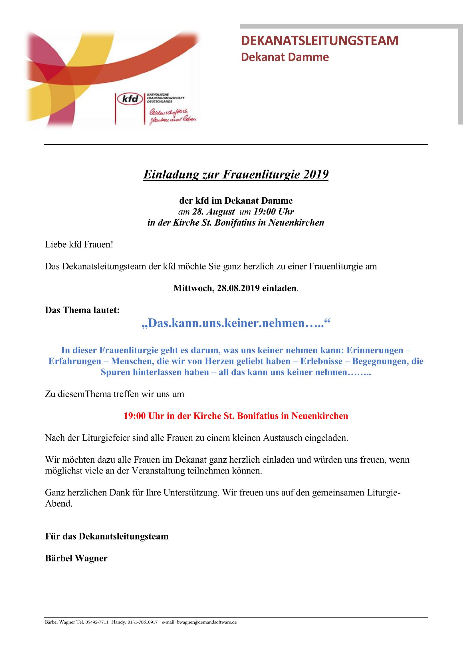 Frauenliturgie 08.2019